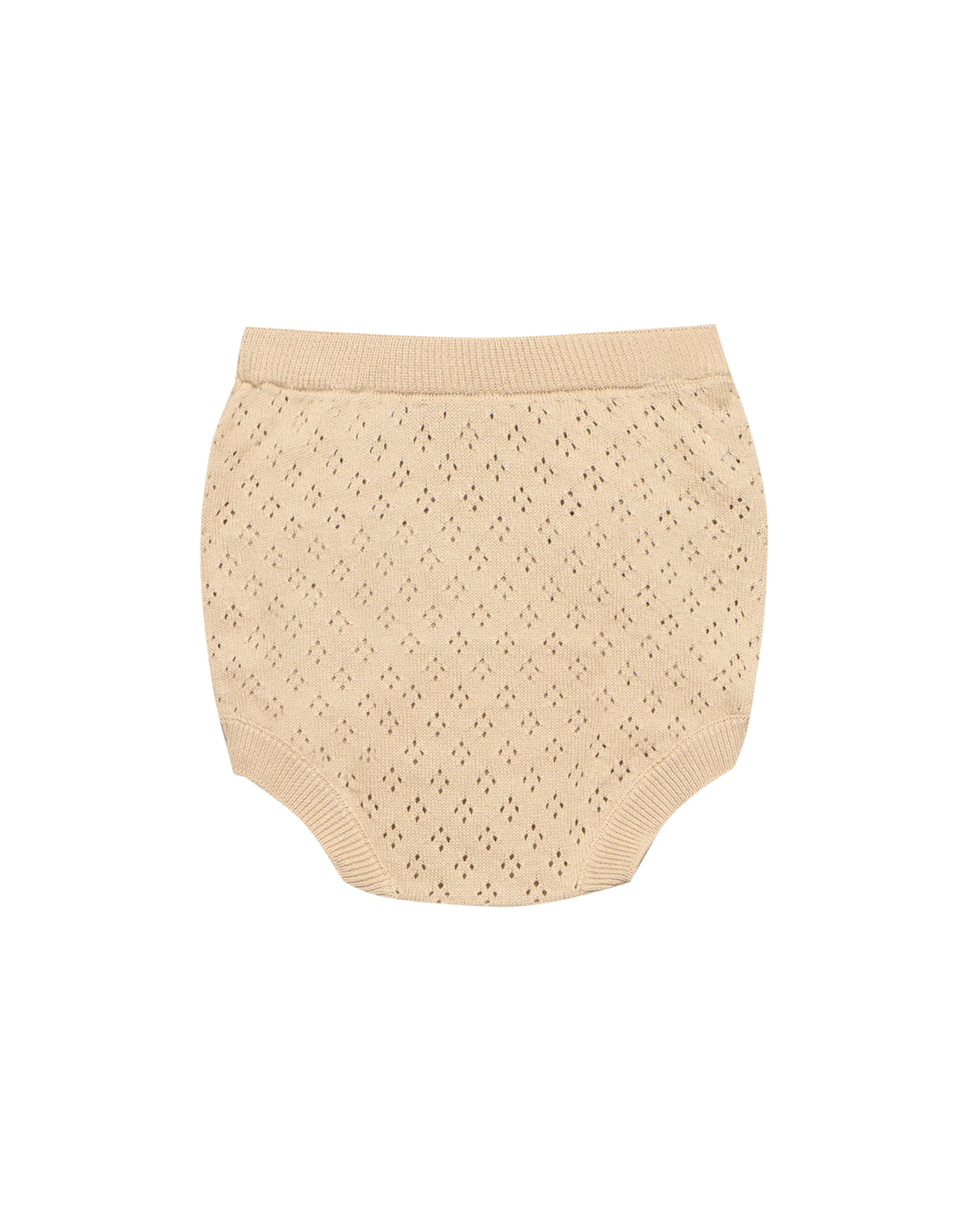 Bloomers i bomuldsstrik med hulmønster til baby