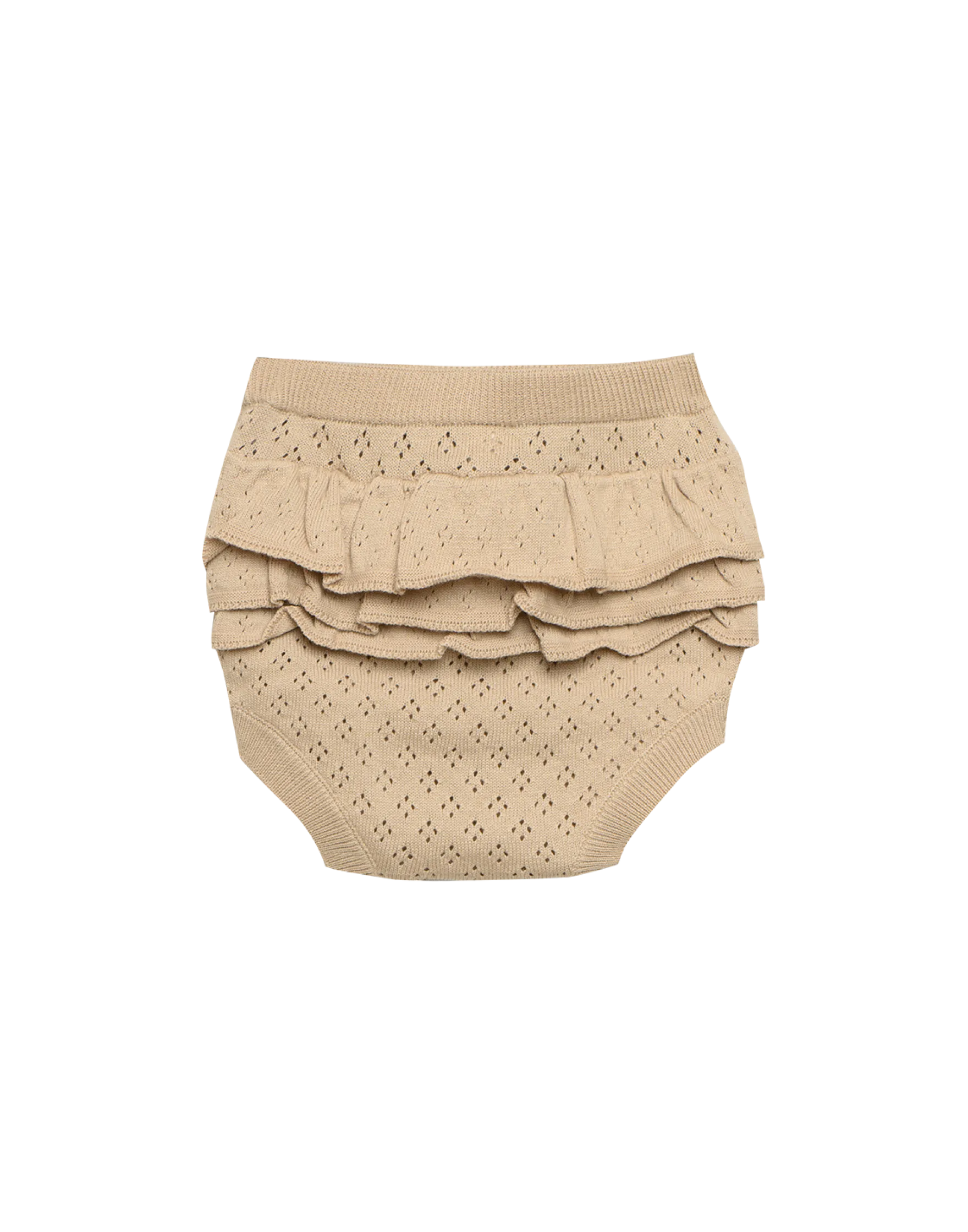 Bloomers i bomuldsstrik med hulmønster til baby