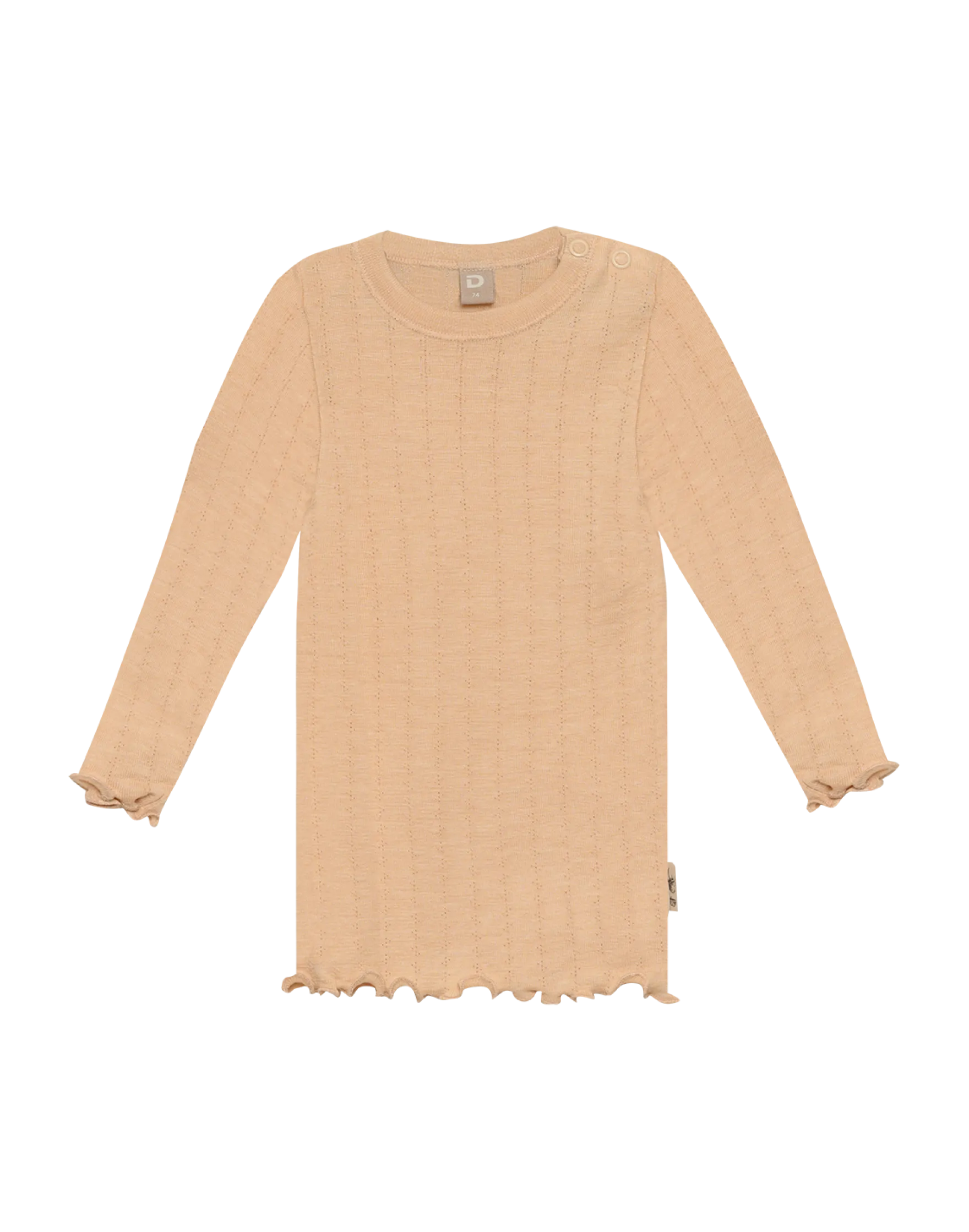 Bluse med hulmønster i merinould/silke til baby