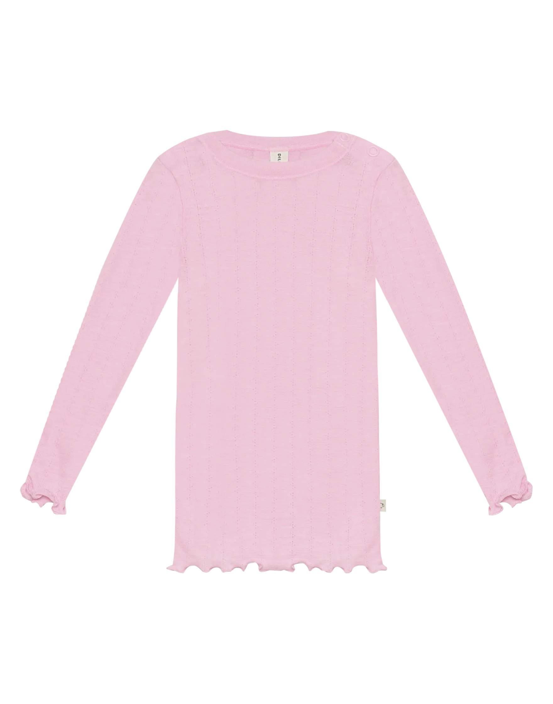 Bluse med hulmønster i merinould/silke til baby