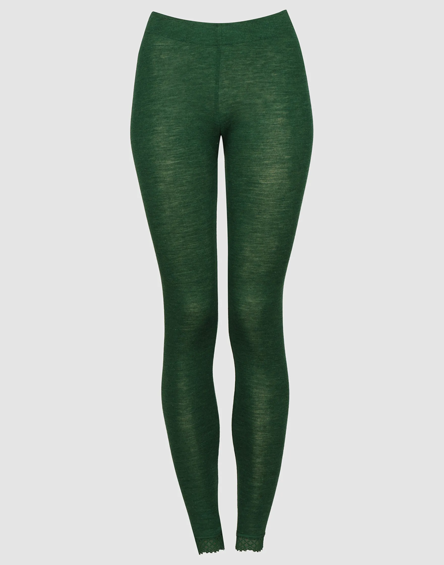 Merinould/silke leggings med blondekant til kvinder