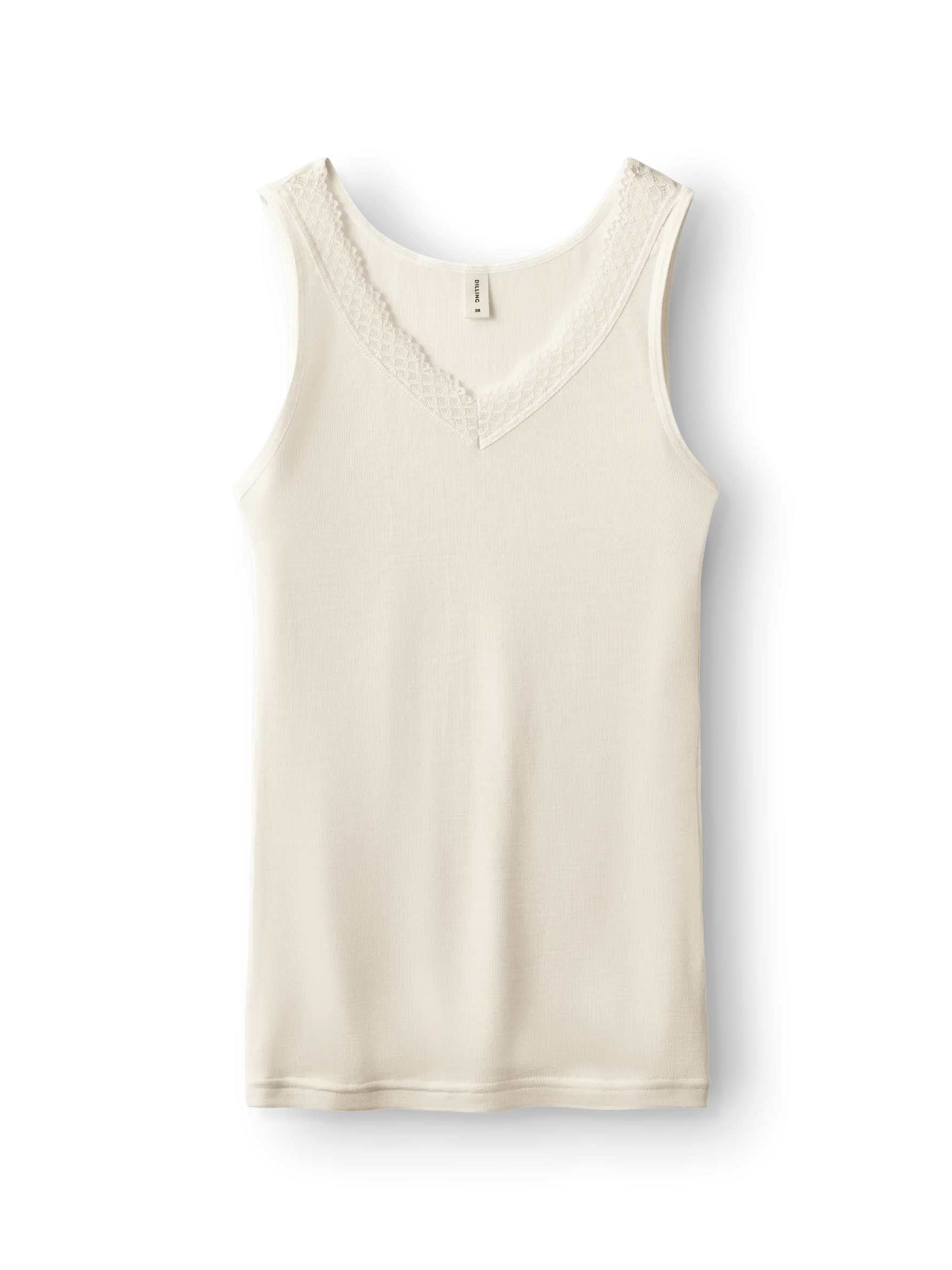 Merinould/silke tank top med blondekant til kvinder