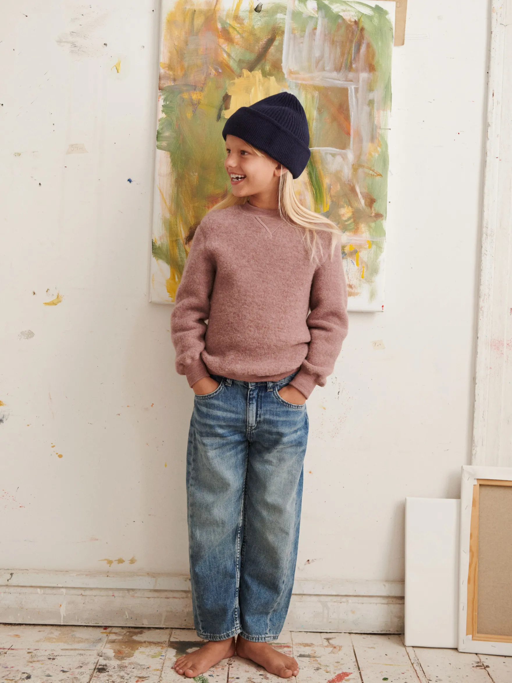 Sweatshirt i merinouldfleece til børn