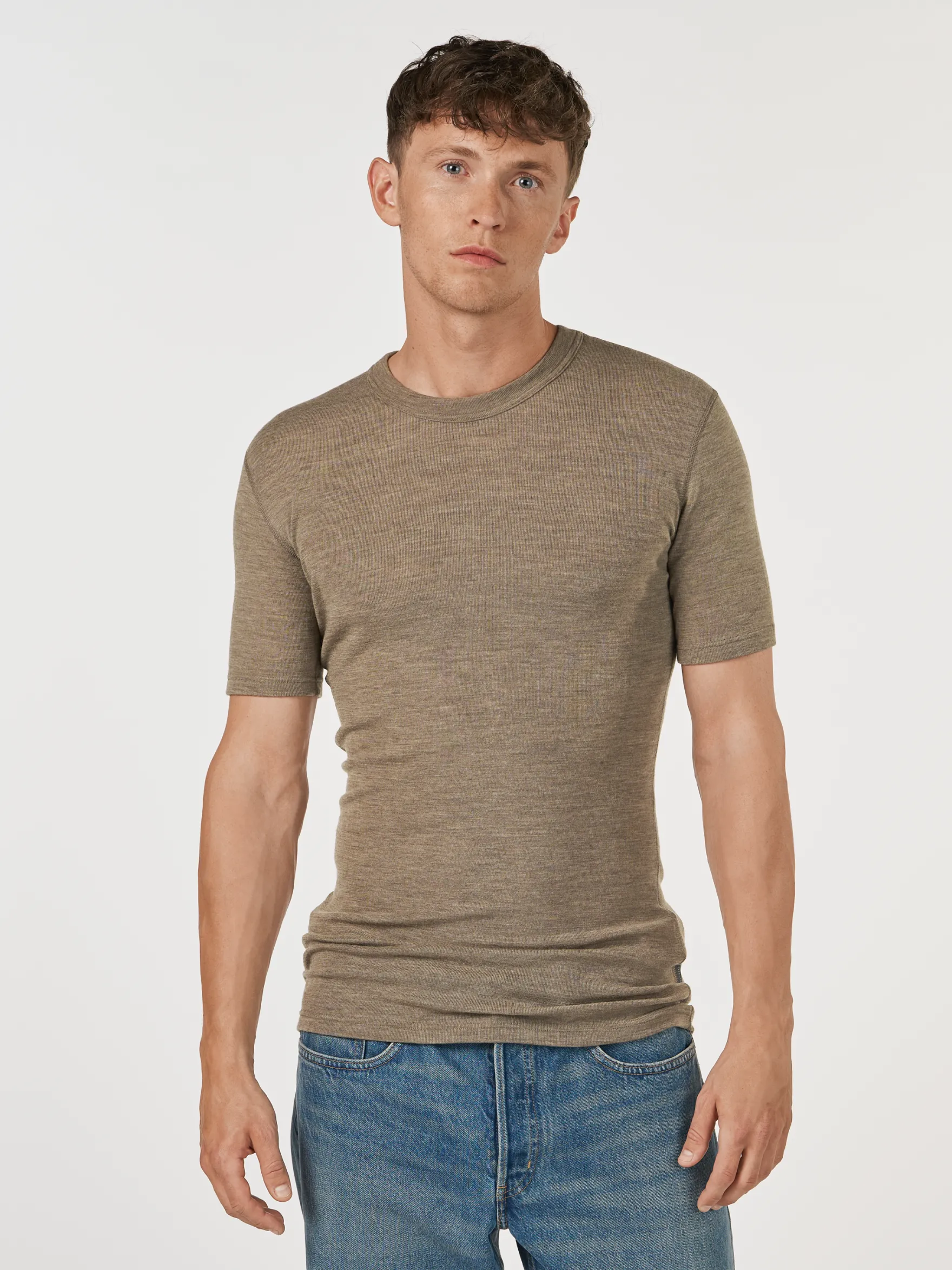 T-shirt i merinould til mænd