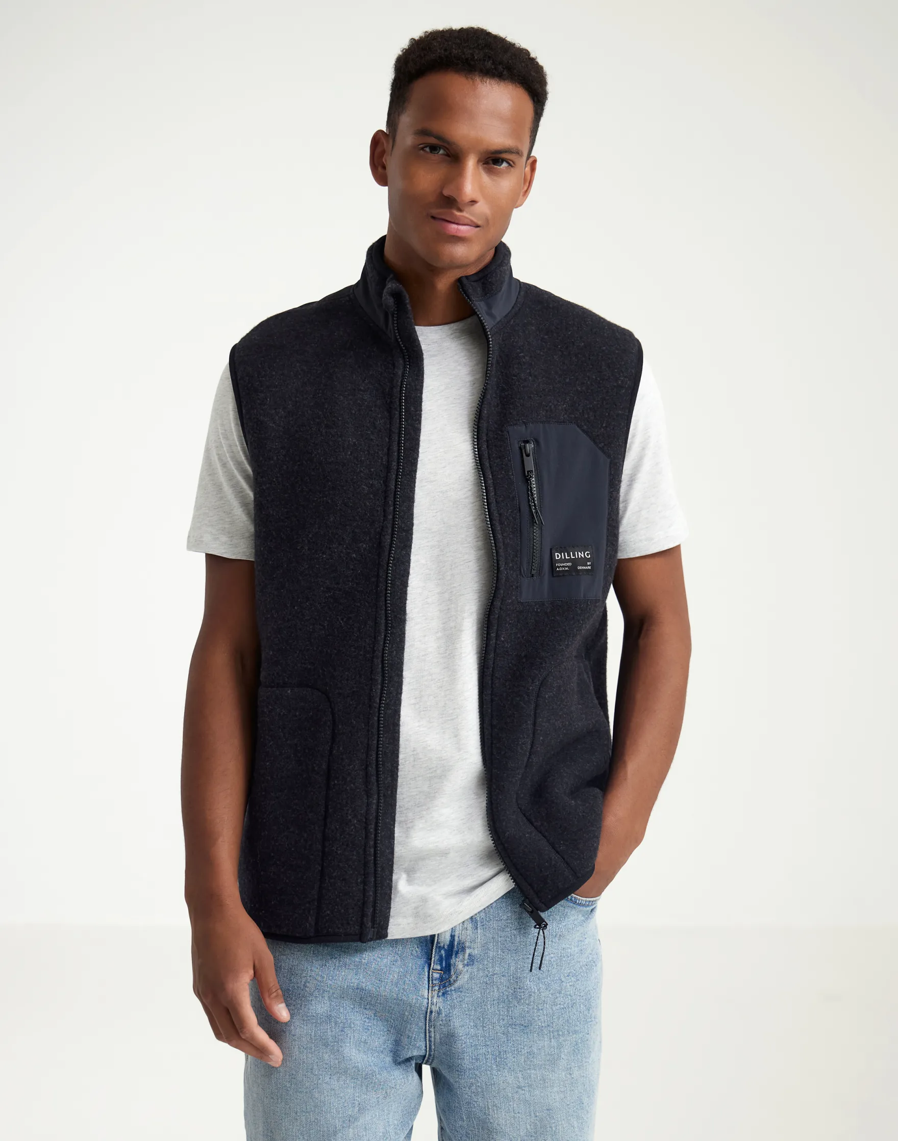 Vest i merinouldfleece til mænd
